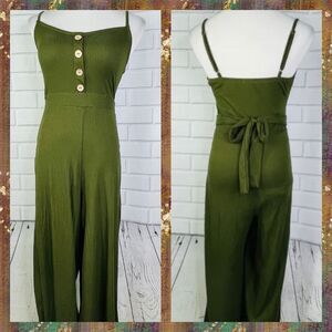 Iris Olive Green Ribbed Jumpsuit - Medium